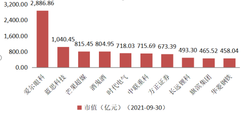 截至9月底,市值排名前十湘籍上市公司